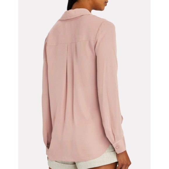 L'Agence Rita Draped Faux Wrap Silk Carrot Orange Blouse Top - Picture 12 of 14